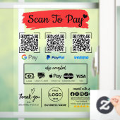 QR Code Scan zu bezahlen Venmo Paypal Google Pay Fensteraufkleber (Zuhause)