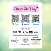 QR Code Scan zu bezahlen Venmo Paypal Google Pay Fensteraufkleber (Blatt 3)
