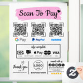 QR Code Scan zu bezahlen Venmo Paypal Google Pay Fensteraufkleber (Zuhause)