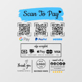 QR Code Scan zu bezahlen Venmo Paypal Google Pay Fensteraufkleber (Blatt)