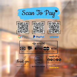 QR Code Scan zu bezahlen Venmo Paypal Google Pay Fensteraufkleber