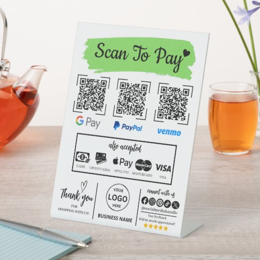 QR Code Scan zu bezahlen Venmo Paypal Google Pay Sockelschild (In Situ)