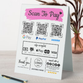 QR Code Scan zu bezahlen Venmo Paypal Google Pay Tischaufsteller