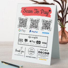 QR Code Scan zu bezahlen Venmo Paypal Google Pay Tischaufsteller