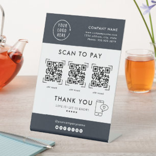 QR-Code-Scan zum Bezahlen   Geschäftslogo Berührun Sockelschild