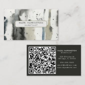 QR-Code Scannable Abstrakt neutrale Wasserfarbe Ar Visitenkarte (Vorne/Hinten)