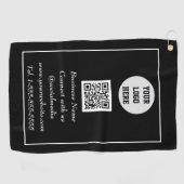 QR Code Scannable Black Beruflich Golfhandtuch (Horizontal)