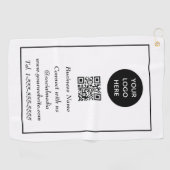 QR Code Scannable Black Beruflich Golfhandtuch (Horizontal)