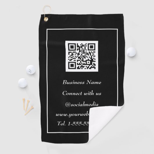 QR Code Scannable Black Beruflich Golfhandtuch (Insitu)