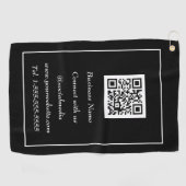 QR Code Scannable Black Beruflich Golfhandtuch (Horizontal)