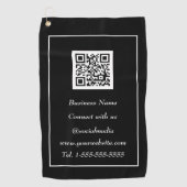QR Code Scannable Black Beruflich Golfhandtuch (Vorderseite)