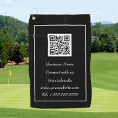 QR Code Scannable Black Beruflich Golfhandtuch