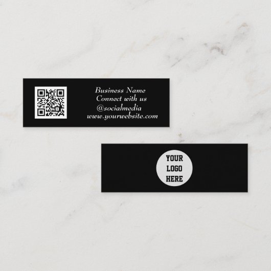 QR Code Scannable Black Beruflich Mini Visitenkarte (Vorne/Hinten)