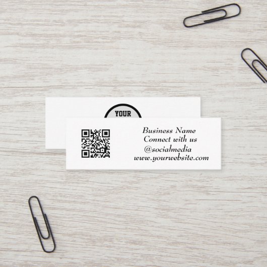 QR Code Scannable Black Beruflich Mini Visitenkarte (Vorderseite/Rückseite Beispiel)