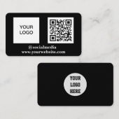 QR Code Scannable Black Beruflich Visitenkarte (Vorne/Hinten)