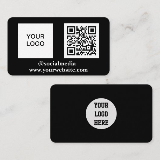 QR Code Scannable Black Beruflich Visitenkarte (Vorne/Hinten)