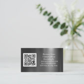QR Code Scannable Black Metallic Visitenkarte (Stehend Vorderseite)