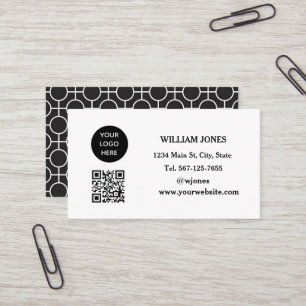 QR Code Scannable Black Modern Visitenkarte