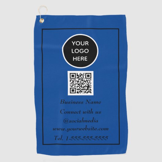 QR Code Scannable Blue Beruflich Golfhandtuch (Vorderseite)