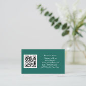 QR Code Scannable Emerald Green Visitenkarte (Stehend Vorderseite)