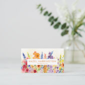 QR-Code Scannable farbenfrohe Flora Happy Visitenkarte (Stehend Vorderseite)