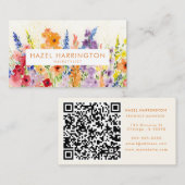 QR-Code Scannable farbenfrohe Flora Happy Visitenkarte (Vorne/Hinten)