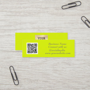QR Code Scannable Fluoreszenzgelb Mini Visitenkarte