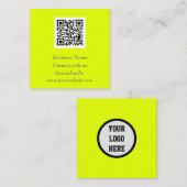 QR Code Scannable Fluoreszenzgelb Quadratische Visitenkarte (Vorne/Hinten)