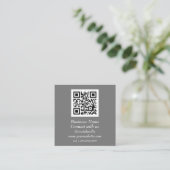 QR Code Scannable Gray Quadratische Visitenkarte (Stehend Vorderseite)