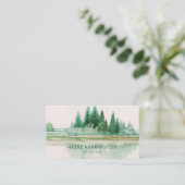 QR Code Scannable Lake Watercolor Außenbereich Visitenkarte (Stehend Vorderseite)