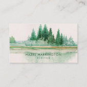 QR Code Scannable Lake Watercolor Außenbereich Visitenkarte (Vorderseite)