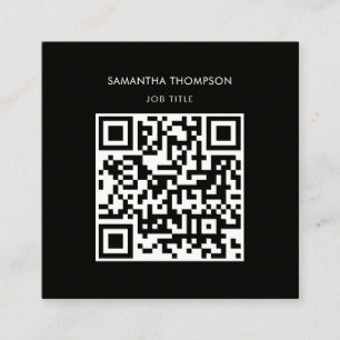 QR Code Scannable Modern Beruflich Black Quadratische Visitenkarte