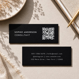 QR-Code   Scannable Modern Stylish Trendy Black Mini Visitenkarte