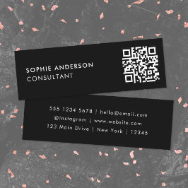 QR-Code | Scannable Modern Stylish Trendy Black Mini Visitenkarte