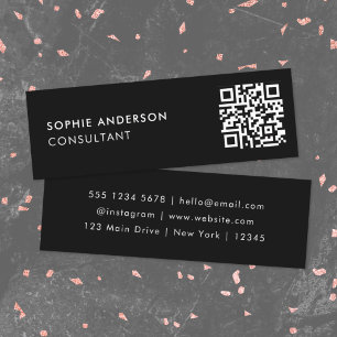 QR-Code   Scannable Modern Stylish Trendy Black Mini Visitenkarte