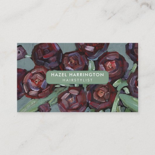 QR Code Scannable Moody Abstrakte Blume Art Visitenkarte (Vorderseite)