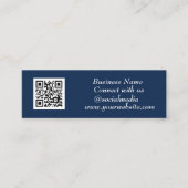 QR Code Scannable Navy Blue Mini Visitenkarte (Vorderseite)