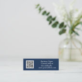 QR Code Scannable Navy Blue Mini Visitenkarte (Stehend Vorderseite)