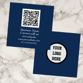QR Code Scannable Navy Blue Quadratische Visitenkarte