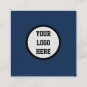 QR Code Scannable Navy Blue Quadratische Visitenkarte (Rückseite)