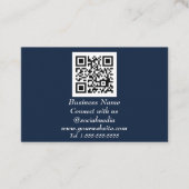 QR Code Scannable Navy Blue Visitenkarte (Vorderseite)