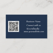 QR Code Scannable Navy Blue Visitenkarte (Vorderseite)
