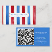 QR Code Scannable Patriotic Watercolor, 4. Juli Visitenkarte (Vorne/Hinten)