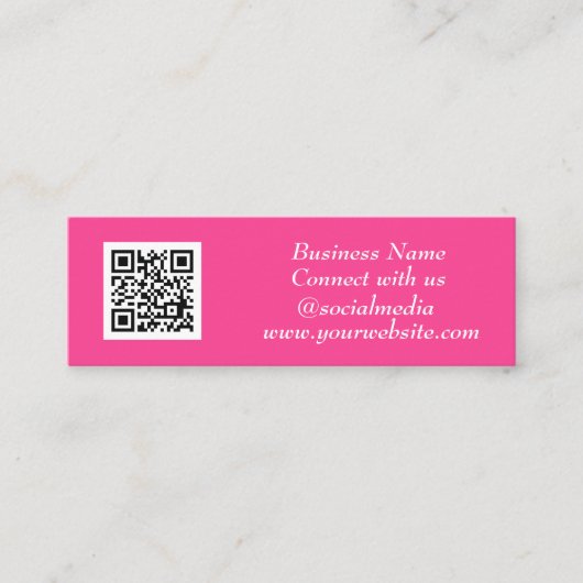 QR Code Scannable Pink Feminine Mini Visitenkarte (Vorderseite)