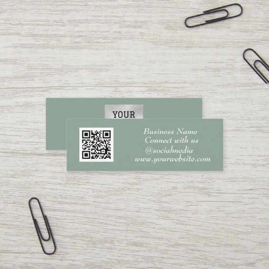 QR Code Scannable Sage Beruflich Mini Visitenkarte (Vorderseite/Rückseite Beispiel)