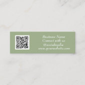 QR Code Scannable Sage Green Modern Mini Visitenkarte (Vorderseite)