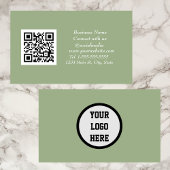 QR Code Scannable Sage Green Visitenkarte
