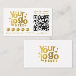 QR-Code Scannable Social Media Gold Business-Logo Visitenkarte