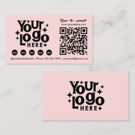 QR-Code Scannable Social Media Pink Business-Logo Visitenkarte