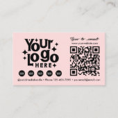 QR-Code Scannable Social Media Pink Business-Logo Visitenkarte (Vorderseite)